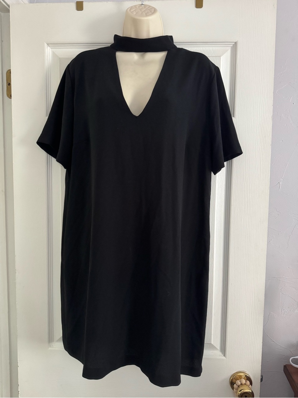 Zara Black Mini Dress with Choker V-Neck